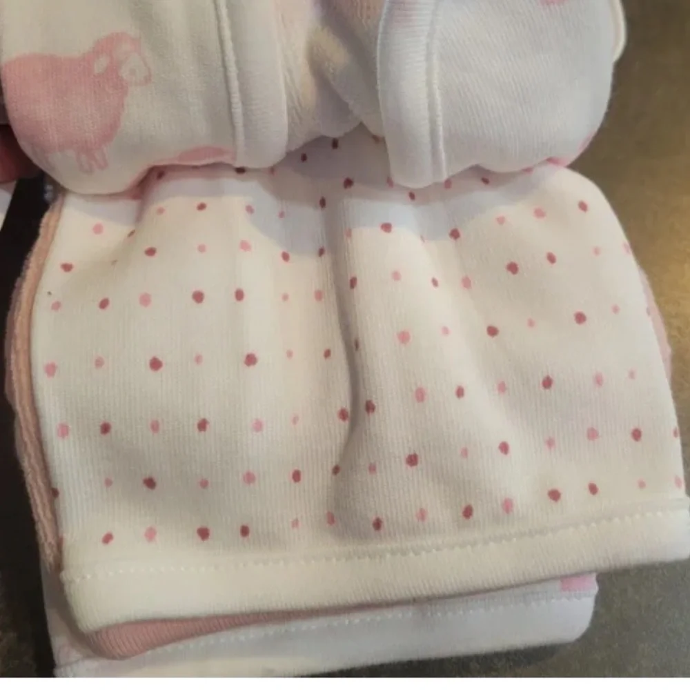 Carter's 6 Pack Pink Wash Cloths Baby Girl Gift Set NWT Sheep Polka Dots